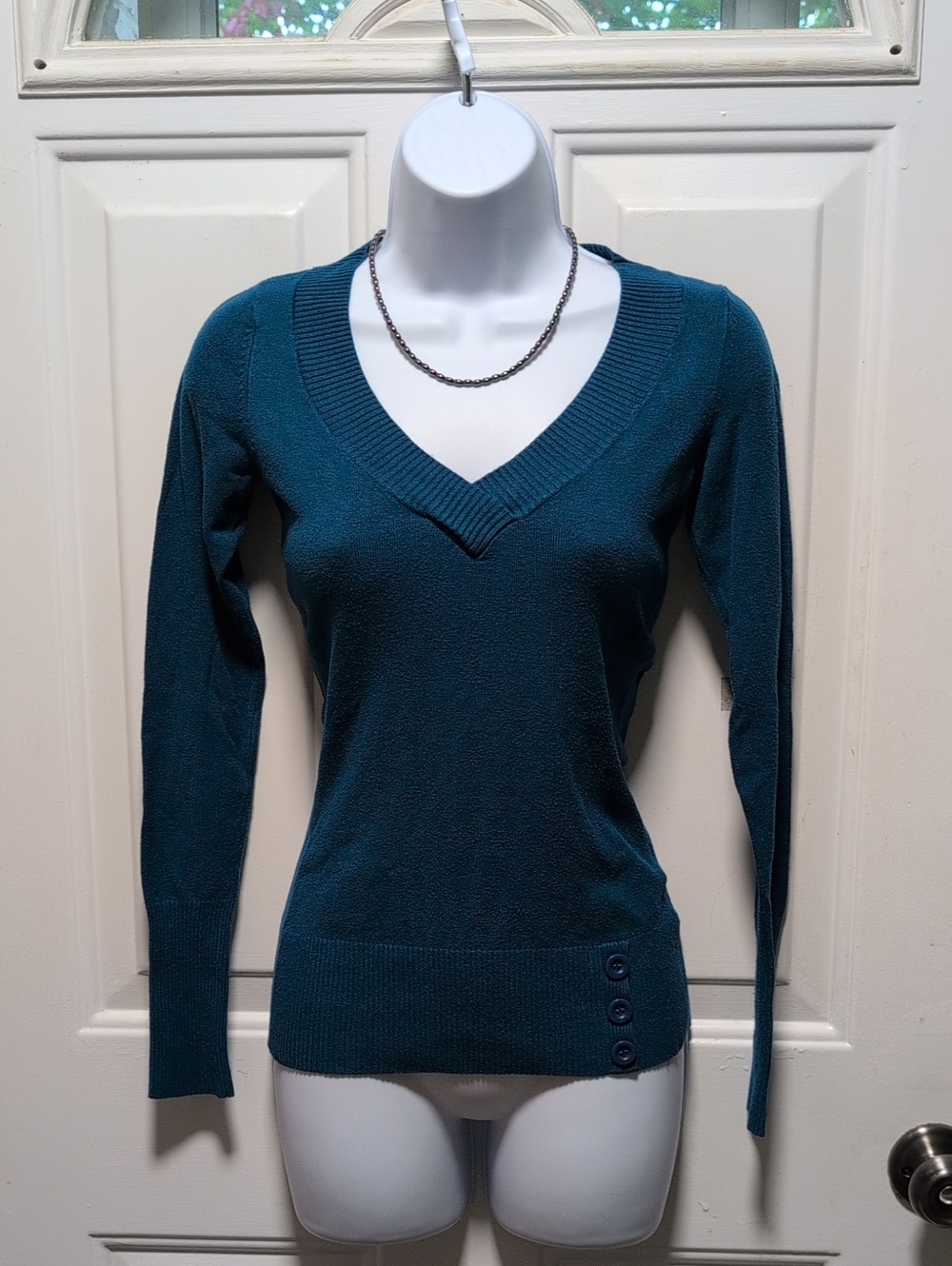 Smart Set Teal V-Neck Long Sleeve Sweater